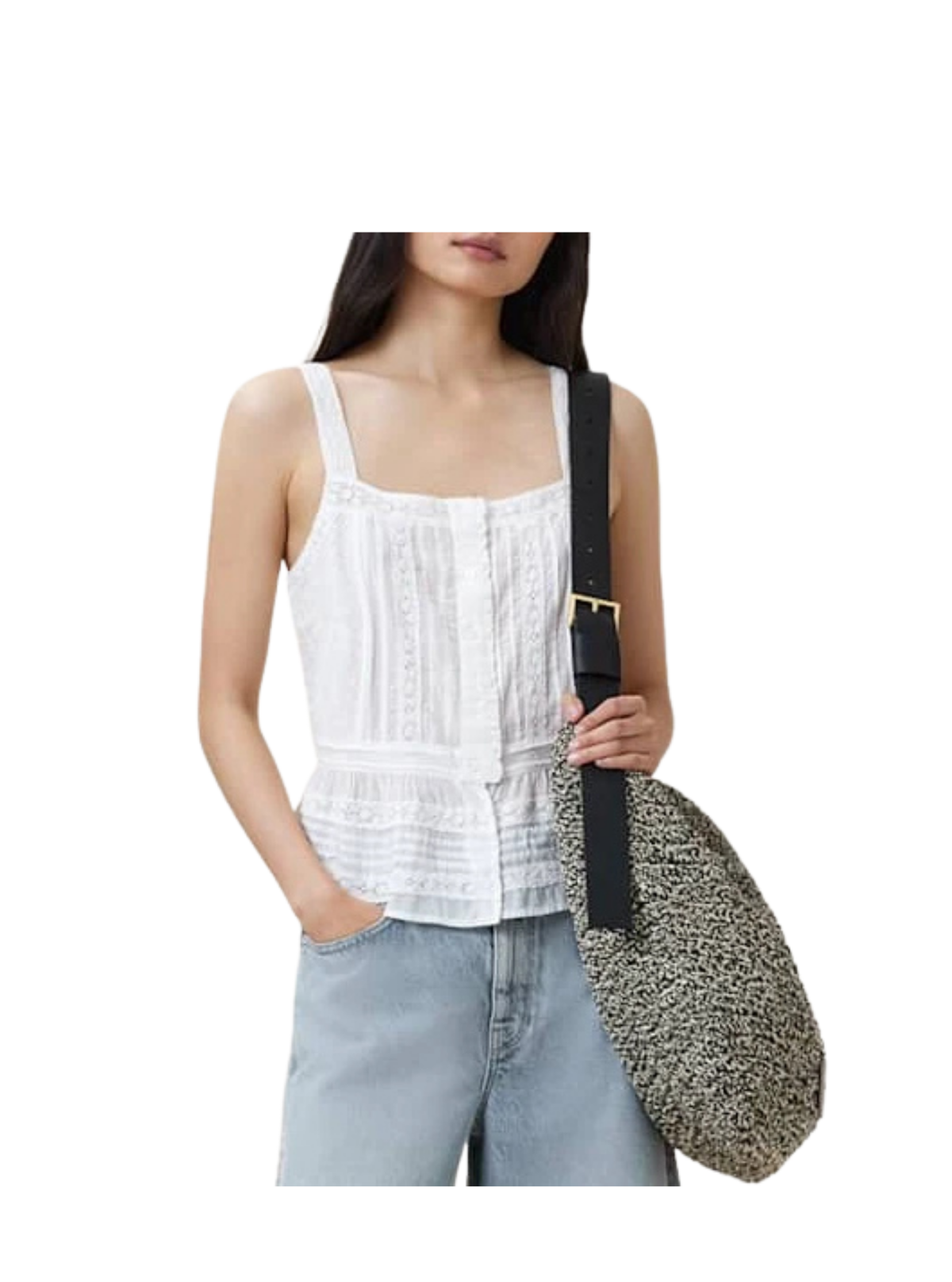 CATALINA SQUARE NECK BRODERIE TOP