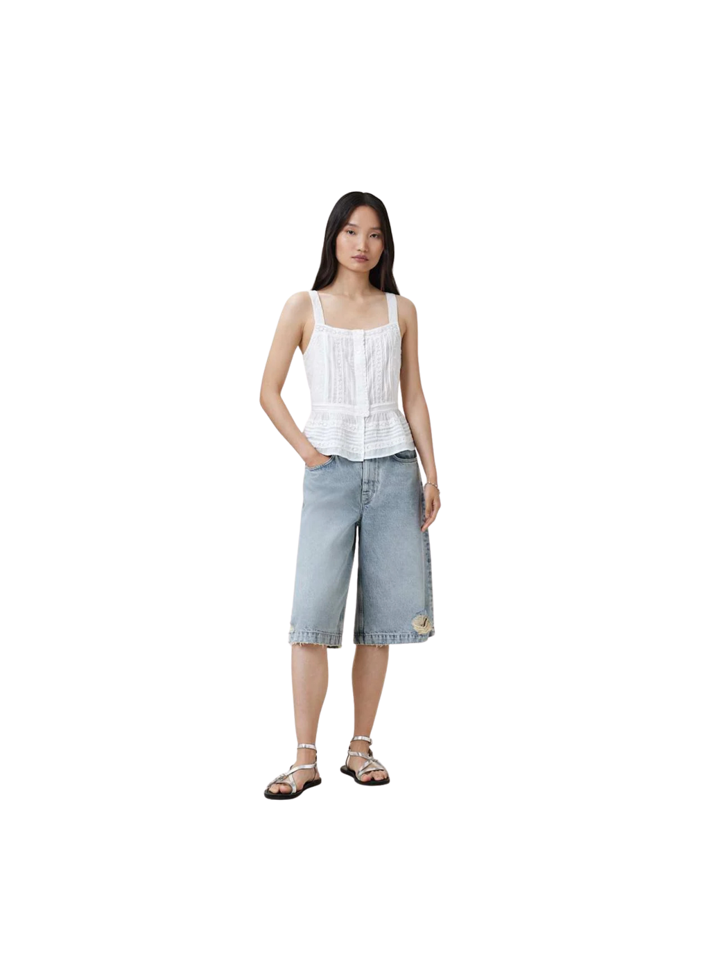 CATALINA SQUARE NECK BRODERIE TOP