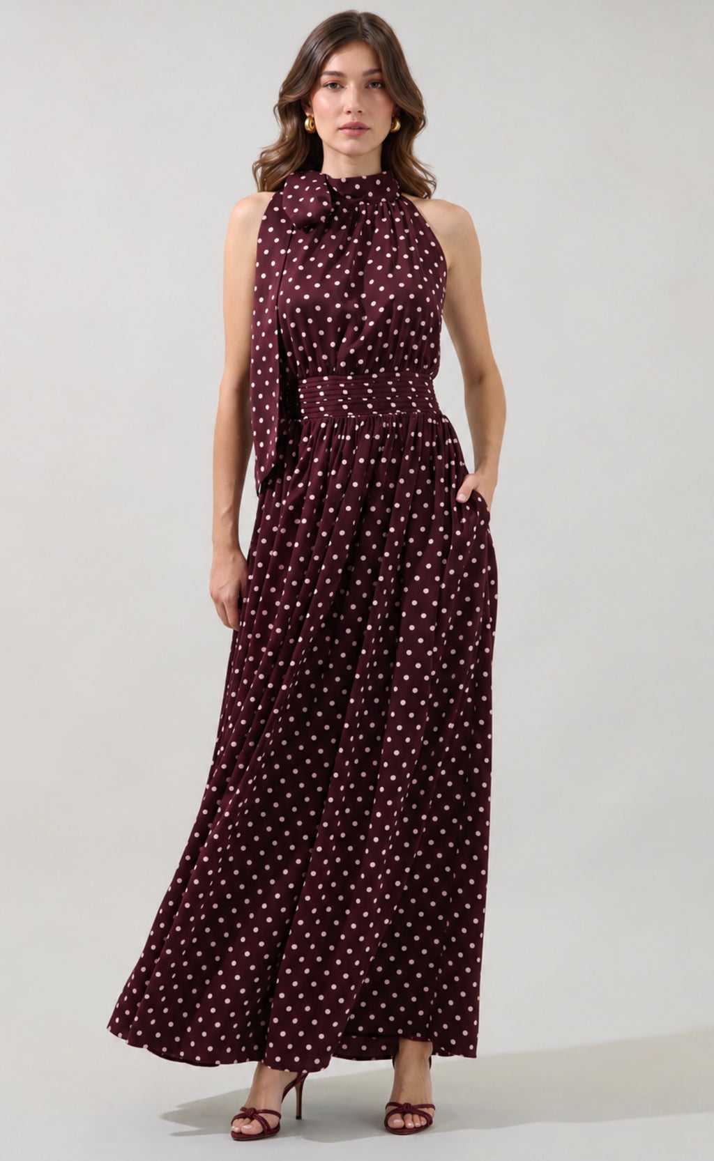 Rosiel Halter Maxi Dress Polka Dot