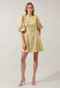 Iris Bubble Sleeve Mini Dress Kia Jacquard