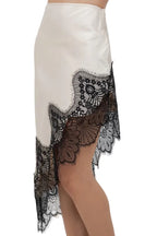 CONTRAST LACE ASYMMETRICAL SATIN
SKIRT