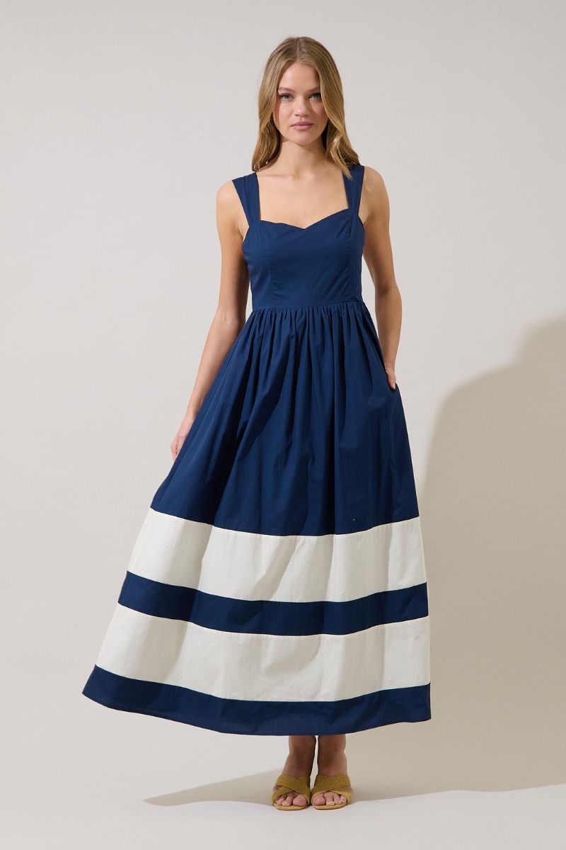 Murry Smocked Contrast Maxi Dress