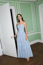 ROMANTIC FLORAL SLEEVELESS CORSET MIDI
DRESS