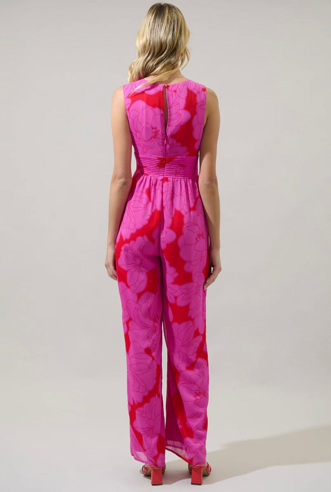 Zalea Floral Tilda Plunging Neckline Jumpsuit