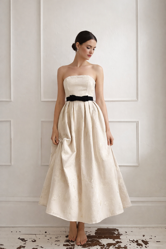 Jacquard Strapless Midi Dress