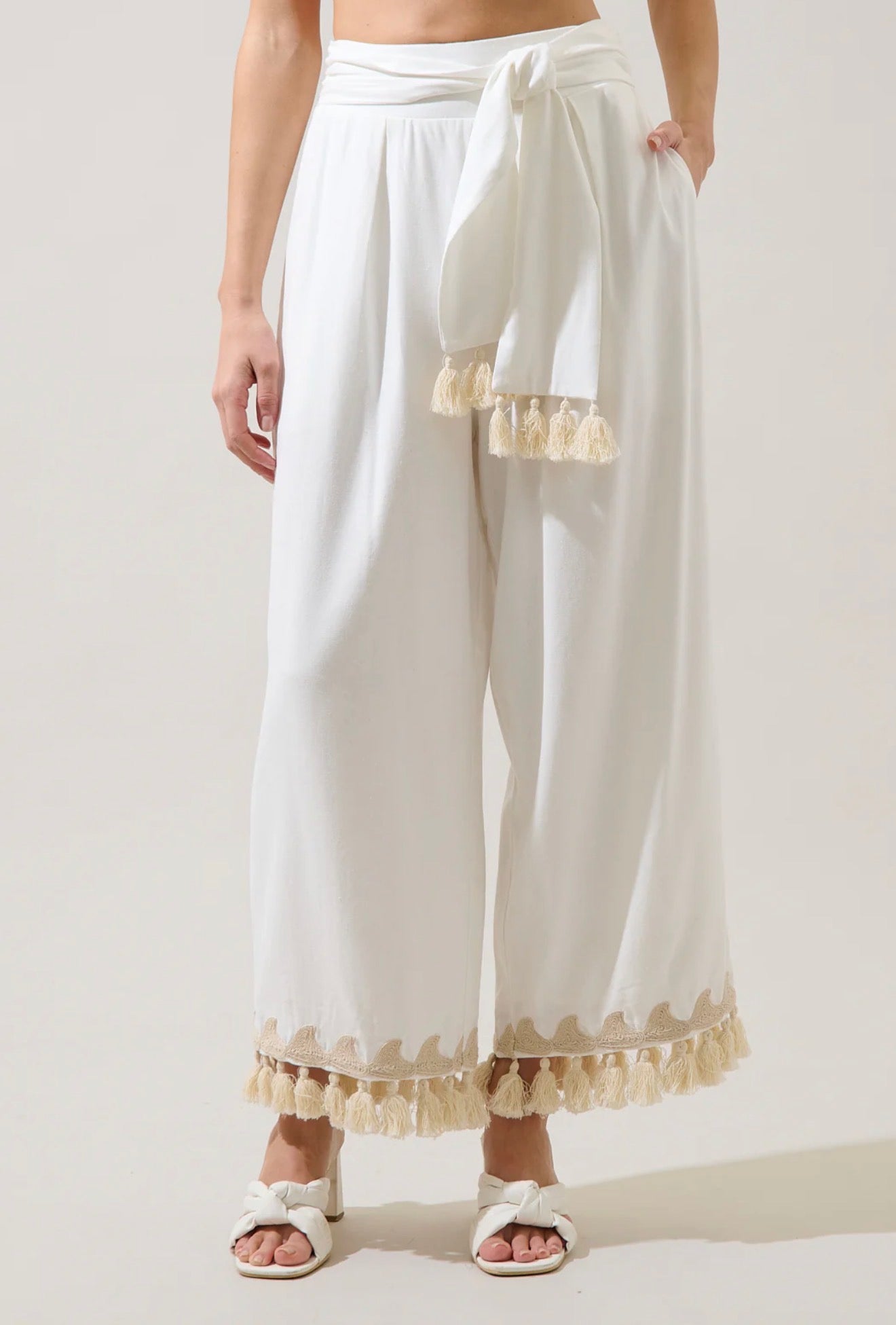 Biela Tassel Trim Wide Leg Pants