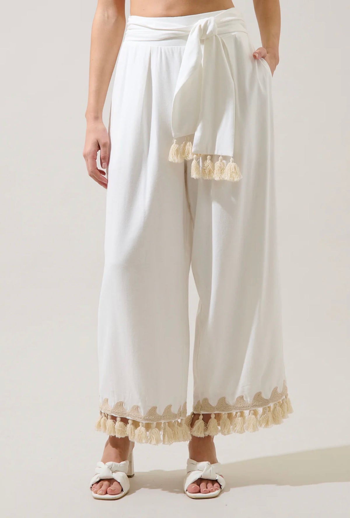 Biela Tassel Trim Wide Leg Pants