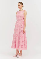 Rosé Eyelet Midi dress