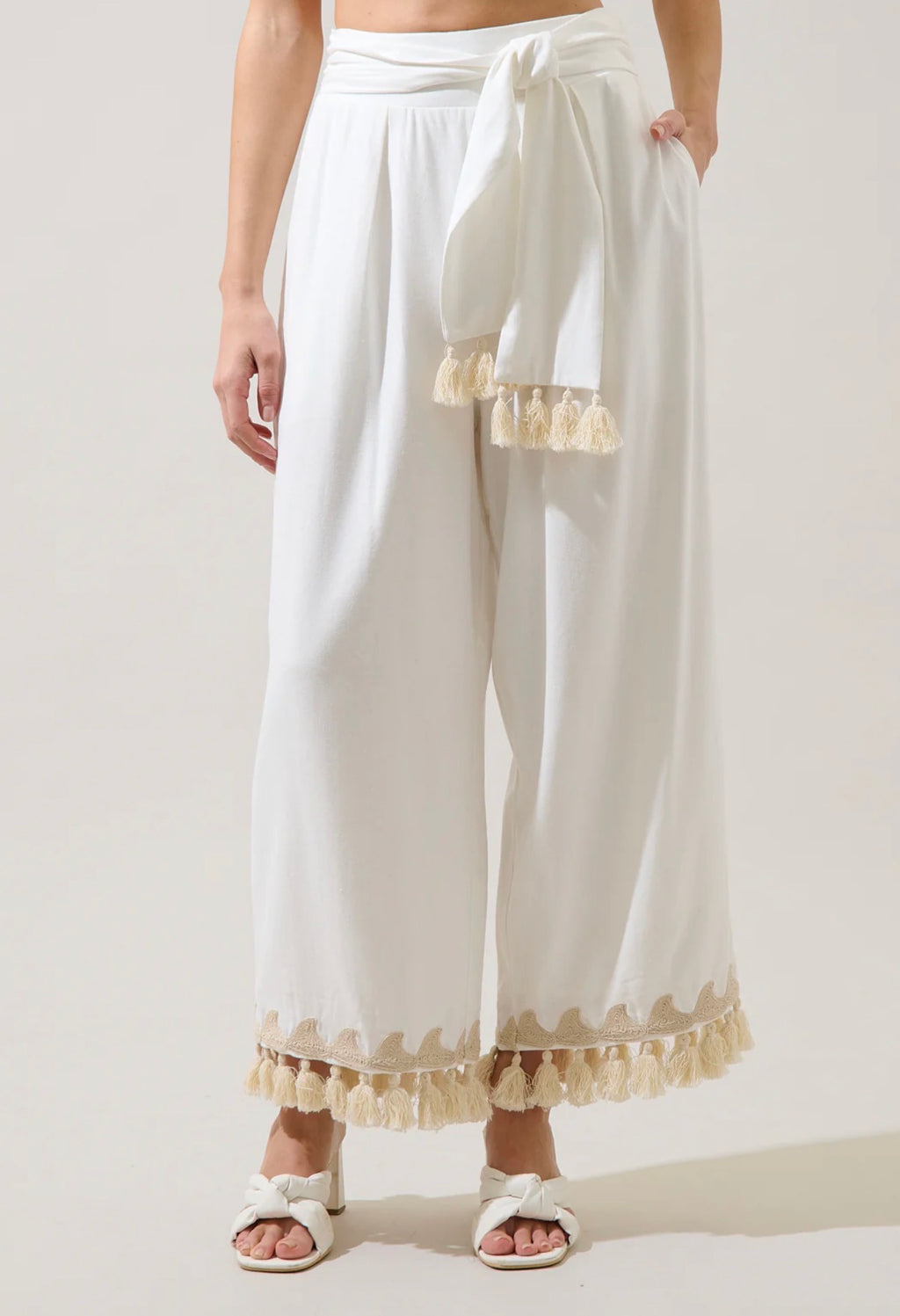 Biela Tassel Trim Wide Leg Pants
