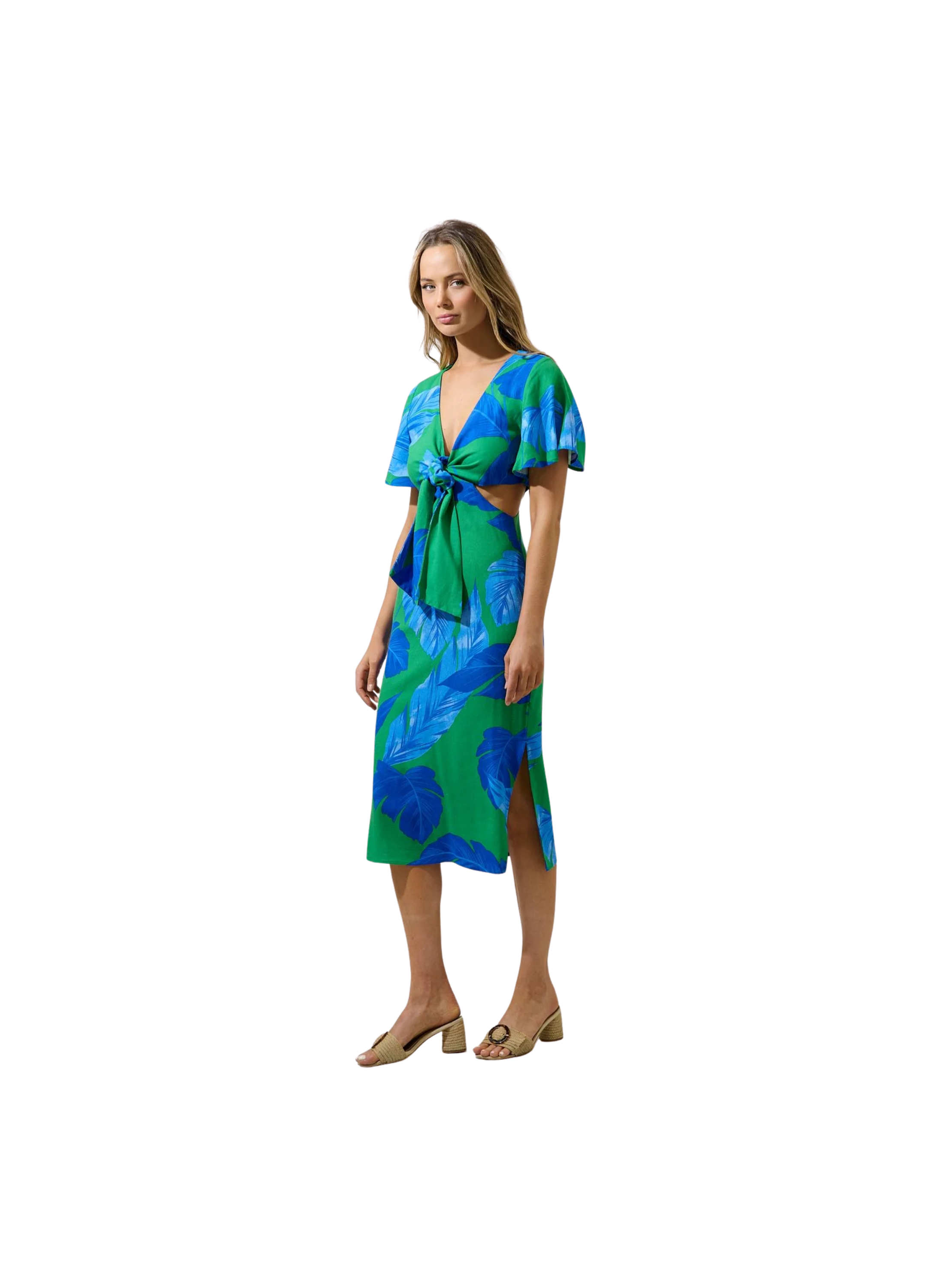 Joelle Front Tie Midi Dress Gresia Tropical