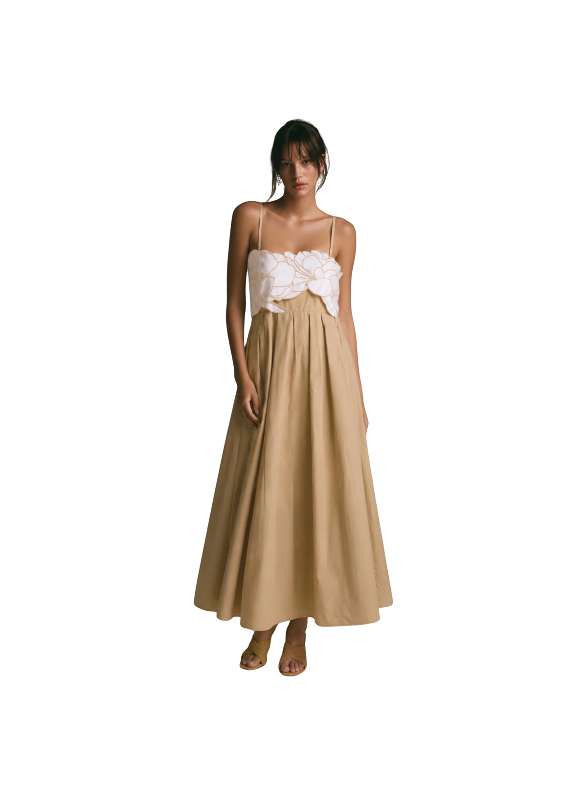 Kalani Floral Embroidery Pleated Maxi Dress