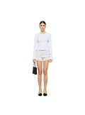 ELOWEN LACE-TRIMMED PETER PAN COLLAR BUTTON-FRONT TOP