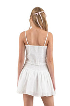 Embroidered Eyelet Lace Up Sleeveless Crop Top