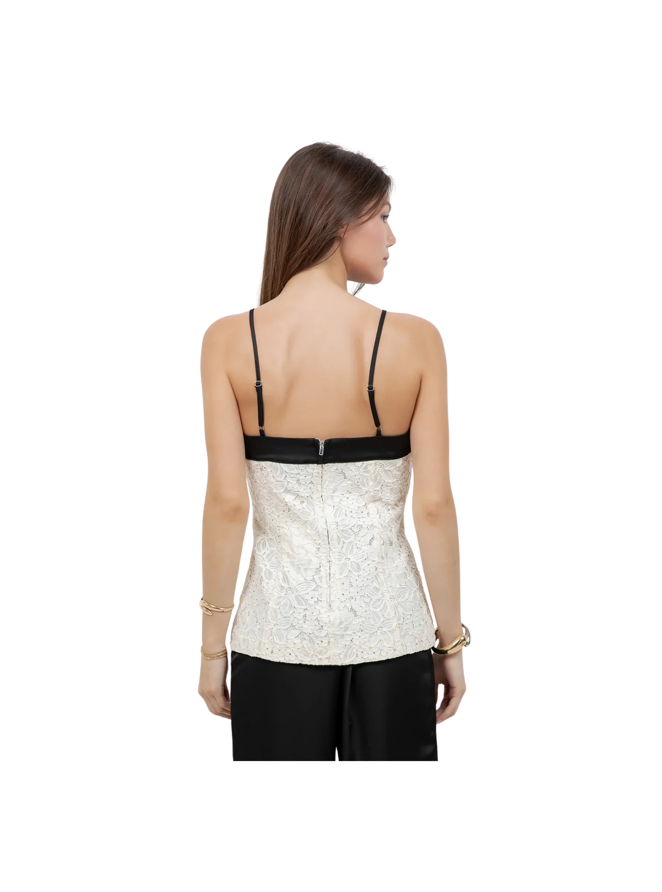 FITTED LACE SLEEVELESS TANK TOP