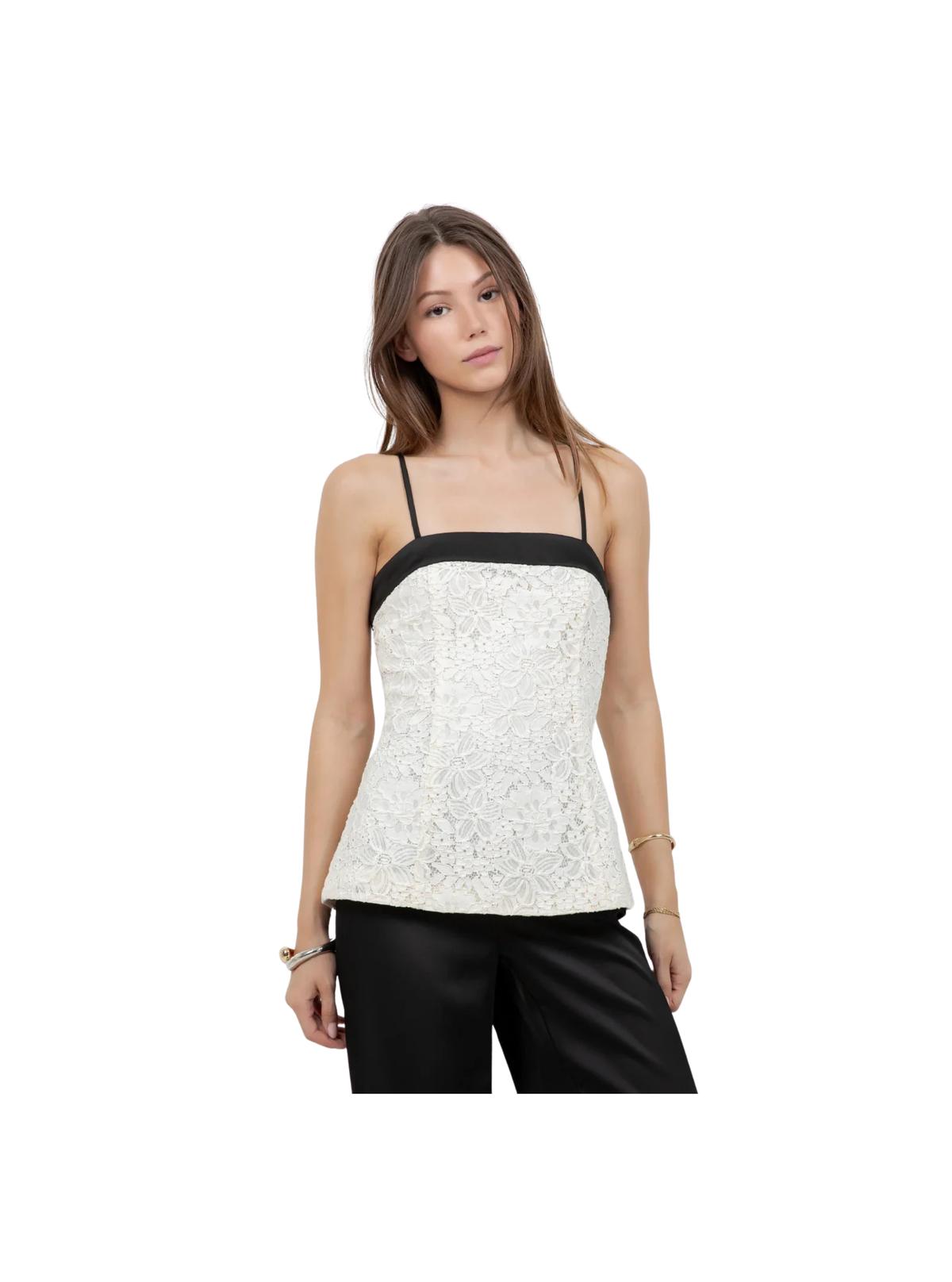 FITTED LACE SLEEVELESS TANK TOP