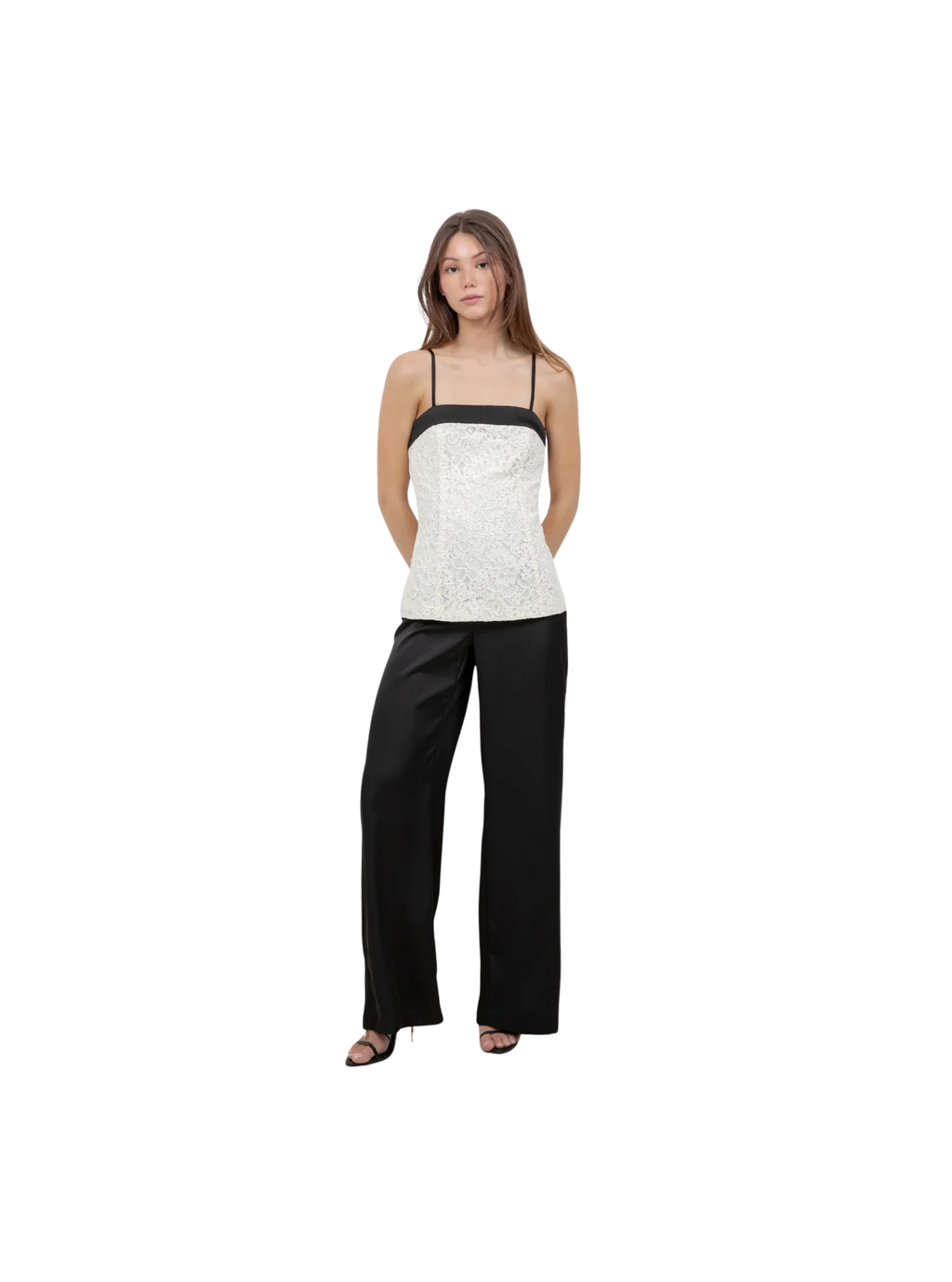 FITTED LACE SLEEVELESS TANK TOP