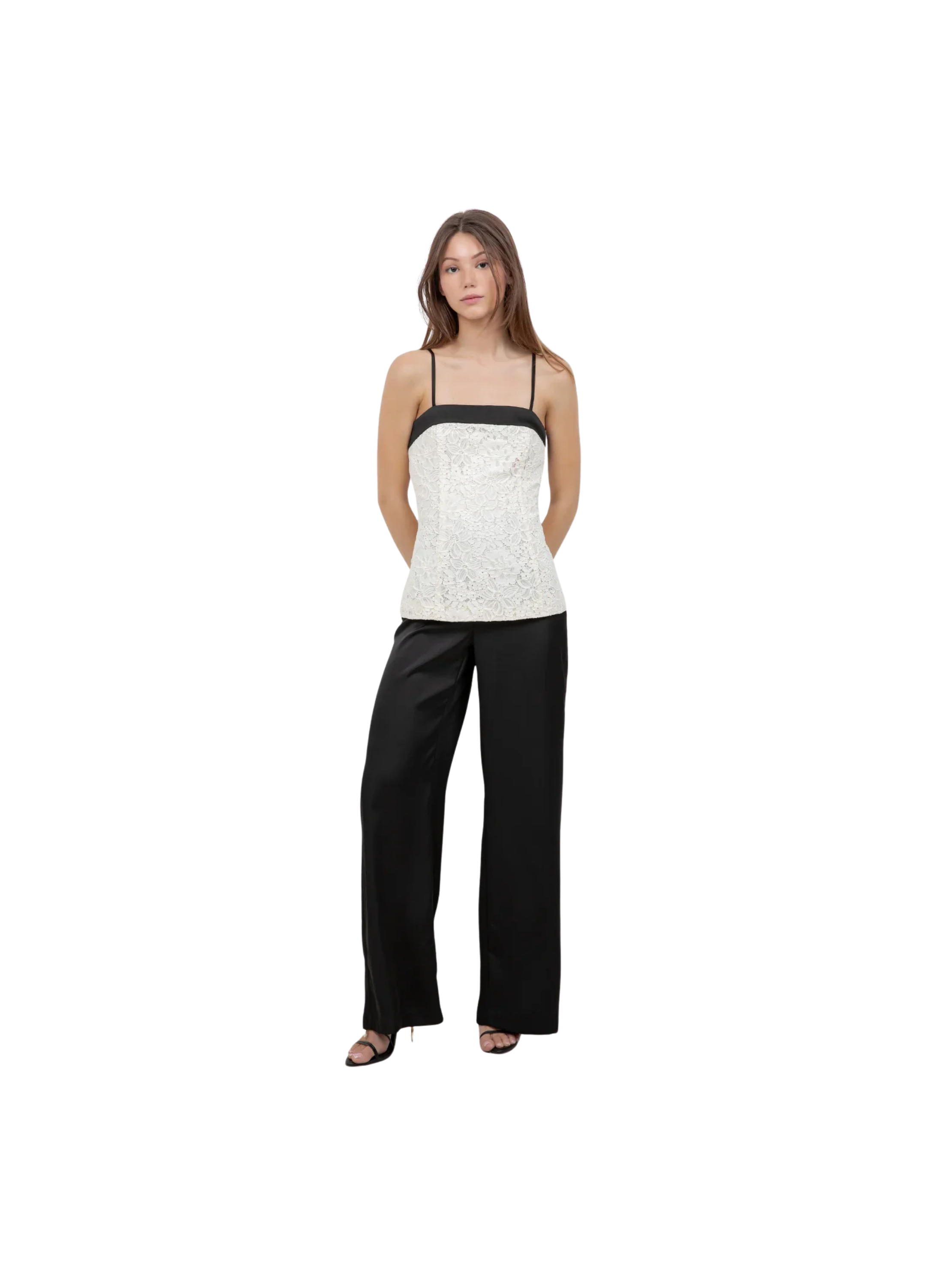 FITTED LACE SLEEVELESS TANK TOP