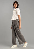 Plain Collar Top with Tie-Up Detail