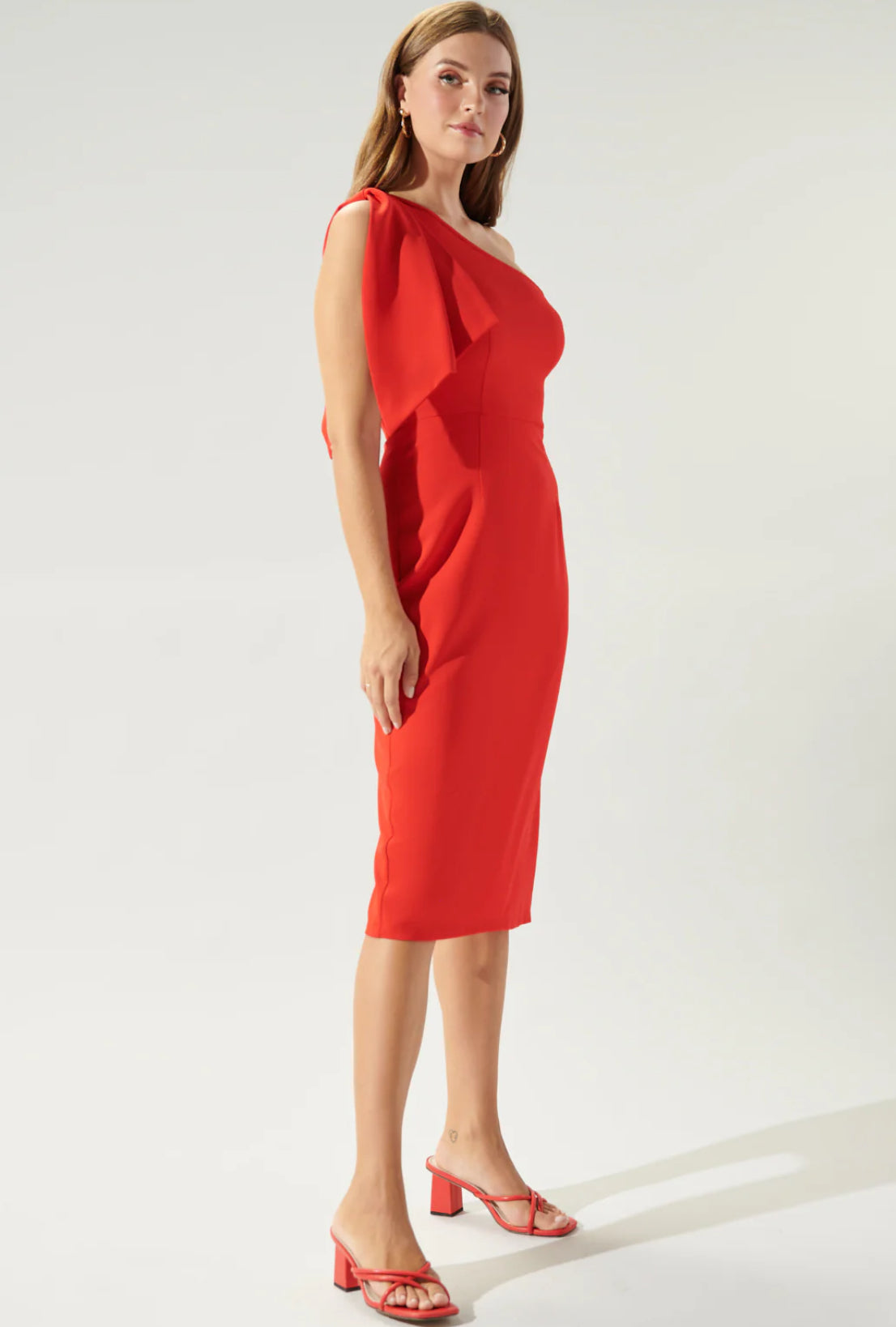 Maraschino Single Tie Shoulder Midi Dress