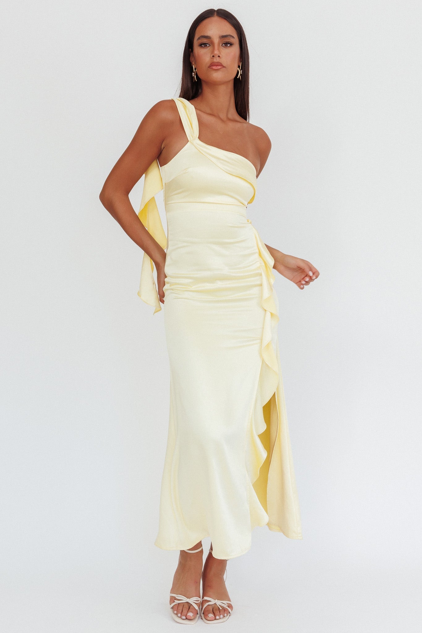 Carmel One-Shoulder Split Maxi
Dress Butter