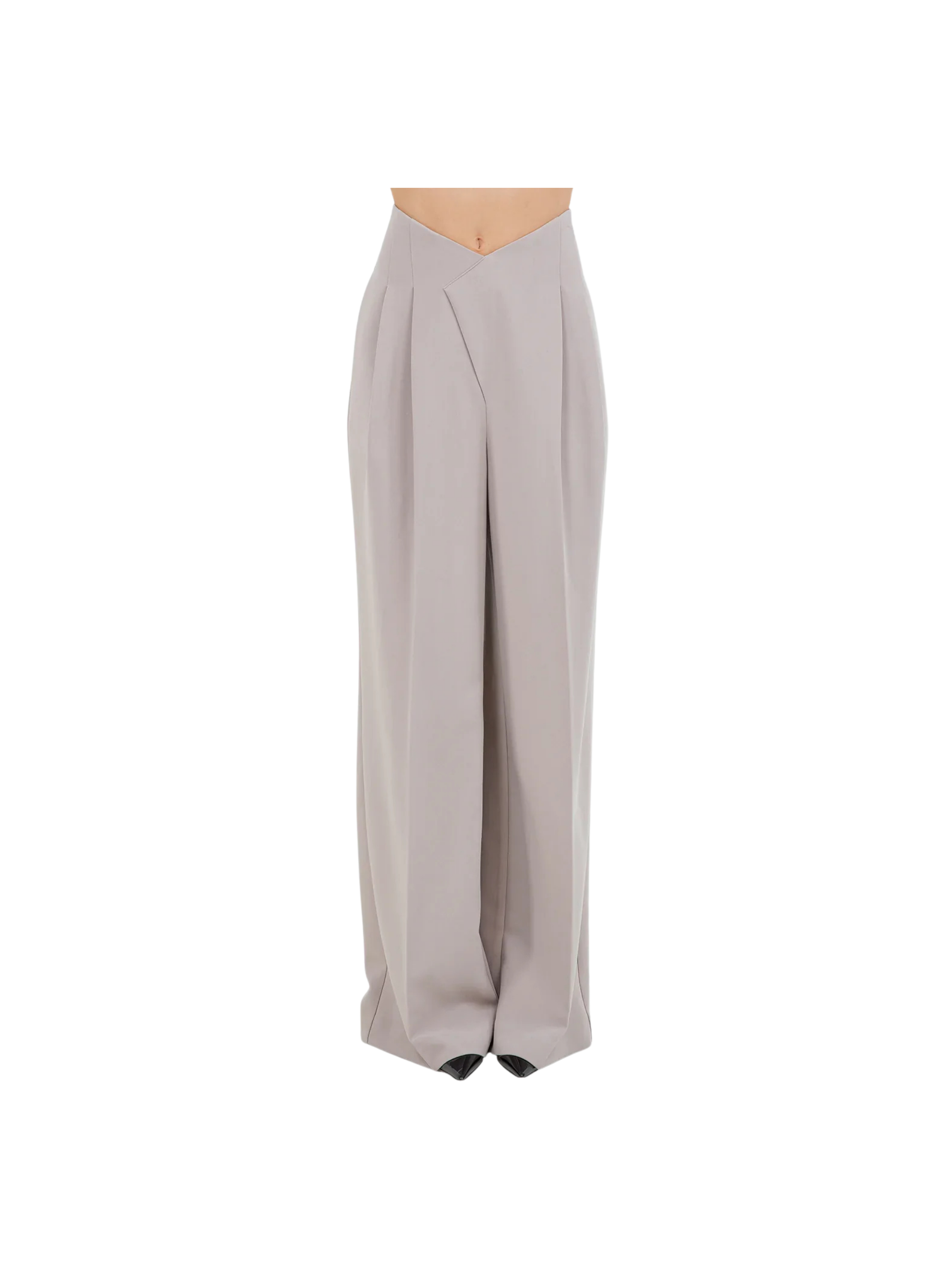 CROSSOVER HIGH WAIST PLEATED SOFT TROUSERS