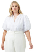 Gretna Organza Check Ruffle Blouse Curve