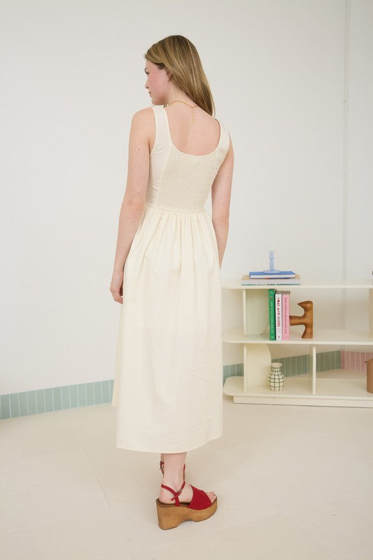 Bow Detail Sleeveless A-line Midi Dress