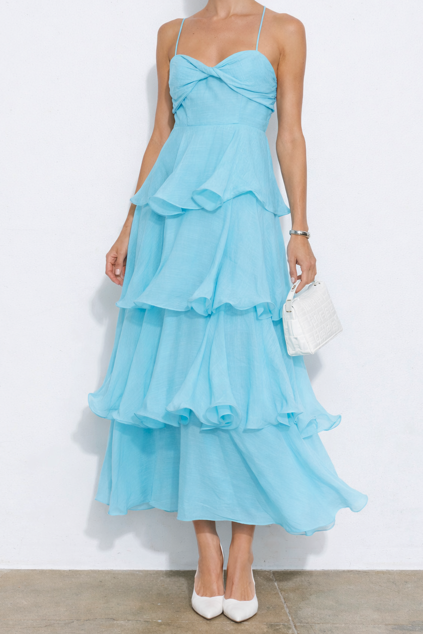 RUFFLE TIERED MAXI DRESS