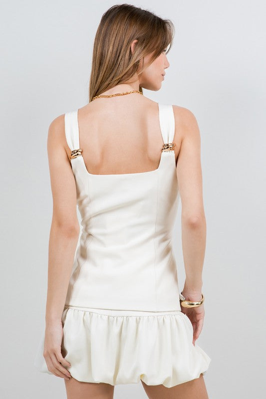 METAL TRIM DETAILED CORSET STRUCTURED TOP