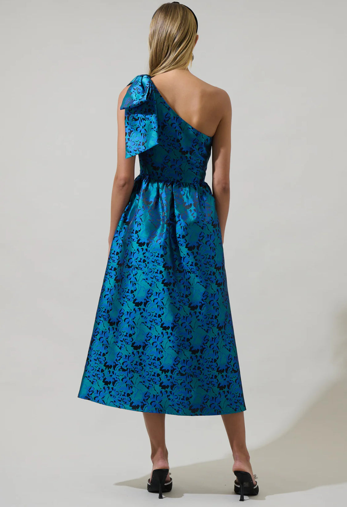 Farrah Jacquard Floral Miley Bow Midi Dress