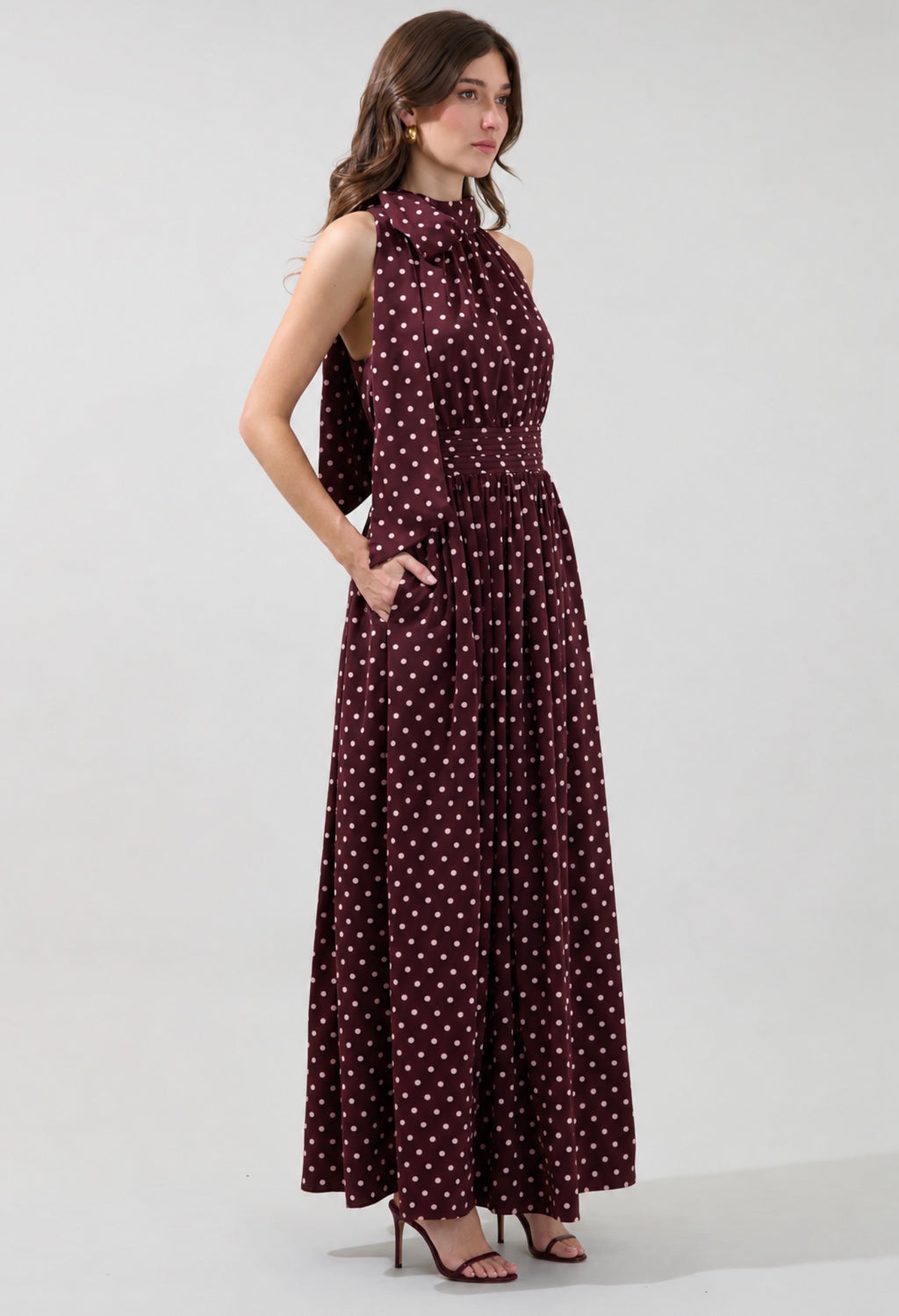 Rosiel Halter Maxi Dress Polka Dot