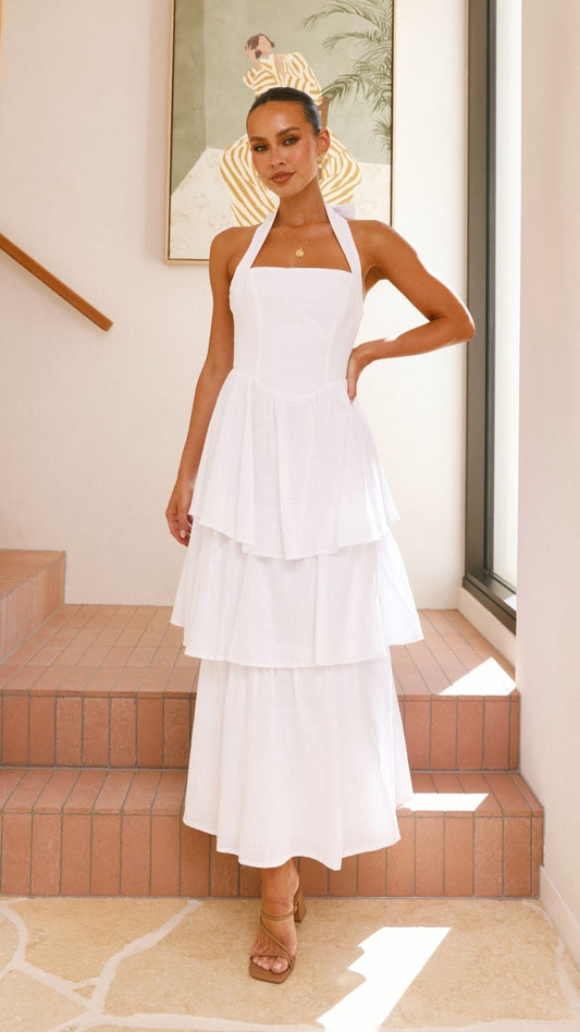 HALTERNECK CORSET MAXI DRESS