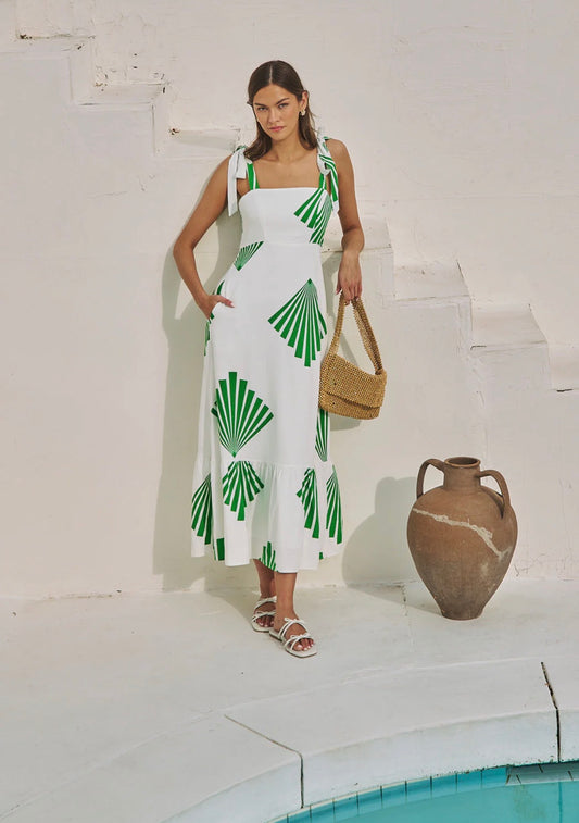 Hendy Shoulder Tie Maxi Dress Fan Breeze