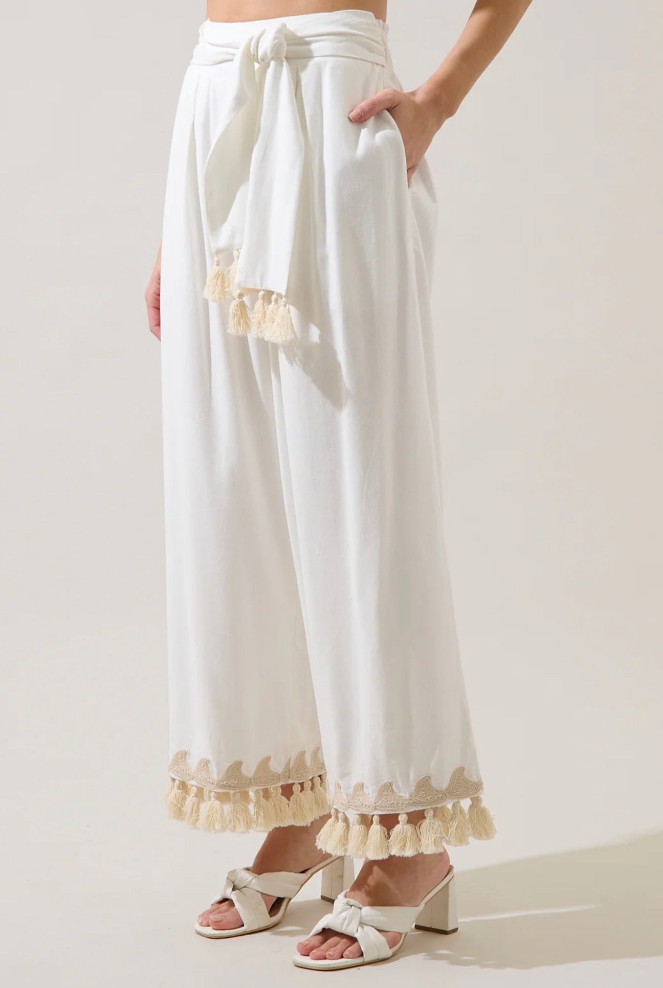 Biela Tassel Trim Wide Leg Pants