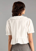 Plain Collar Top with Tie-Up Detail