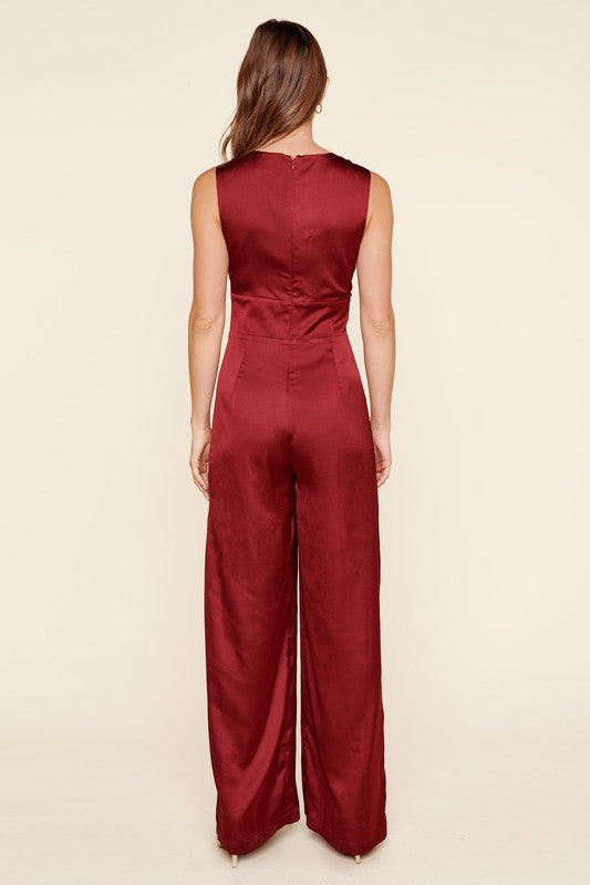 One and Only Satin Wide Leg Jumpsuit