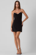 STRAPLESS TUBE DRESS WITH
RHINESTONE TRIM