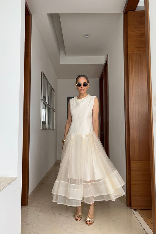 Elegant Ivory Midi Dress