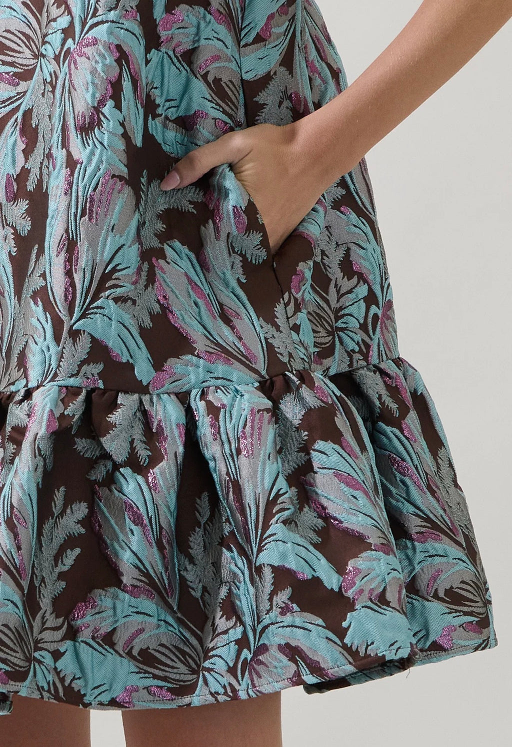 Leona Ruffle Mini Dress Jacquard