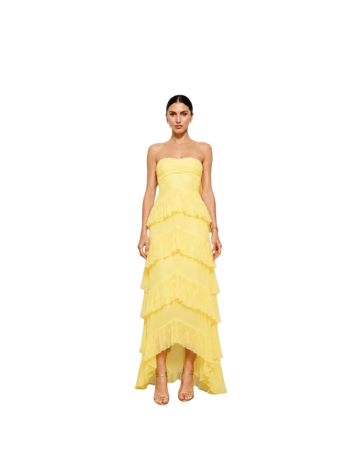 Dulce Dreams Sweetheart Neckline Lace Frill Maxi Dress Butter