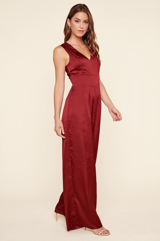 One and Only Satin Wide Leg Jumpsuit