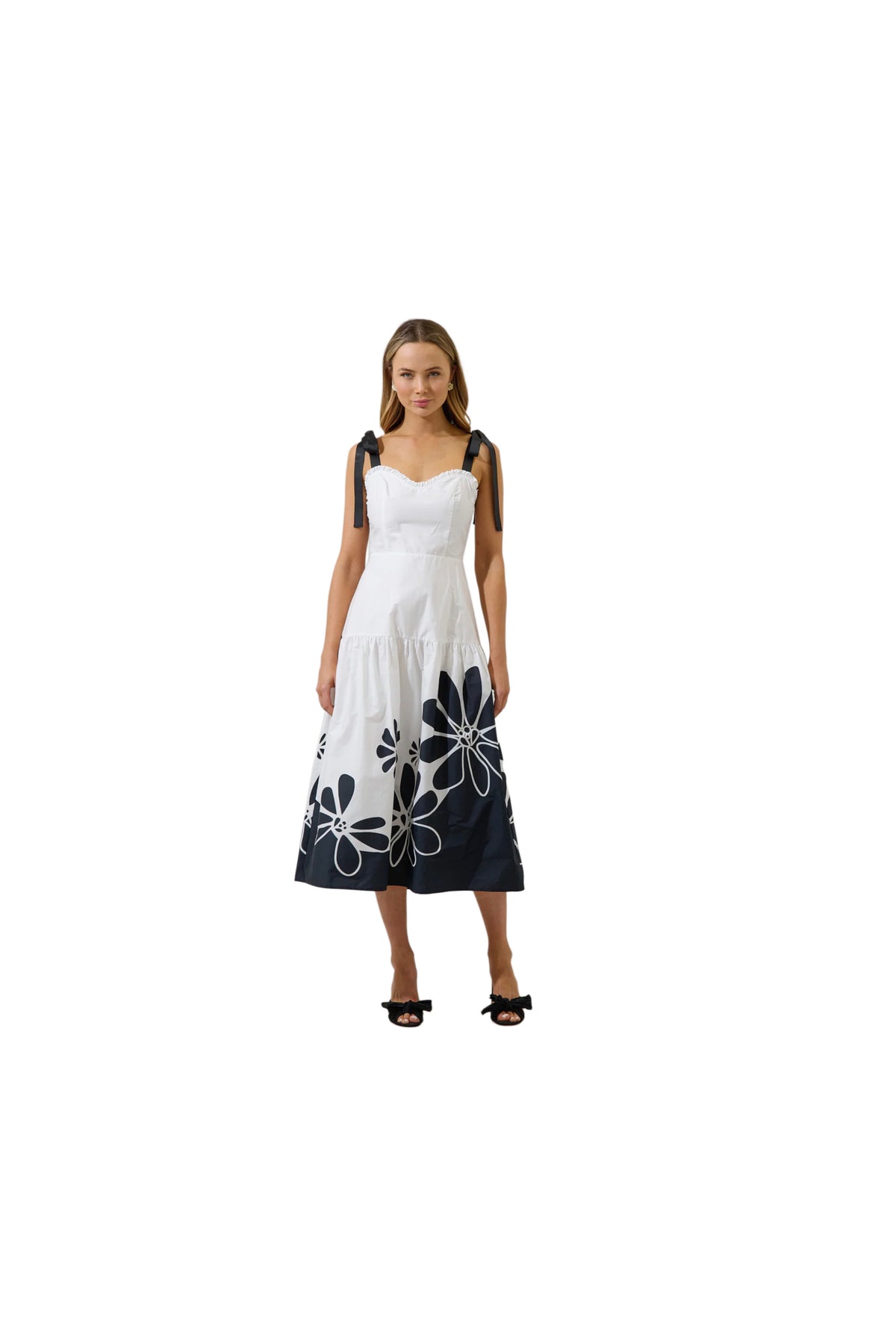 Wisteria Floral Contrast Midi Dress