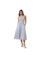Kolin Striped Smocked Midi Dress