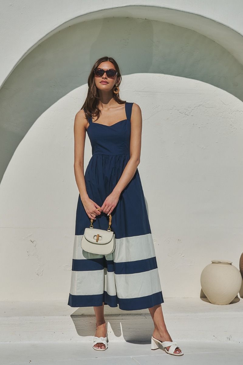 Murry Smocked Contrast Maxi Dress