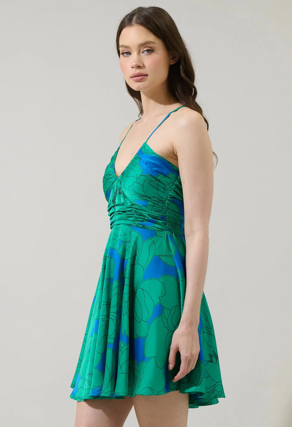 Morgany Floral Cerese Flare Mini Dress