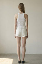 RIBBED SLEEVELESS SCOOP NECK TANKTOP