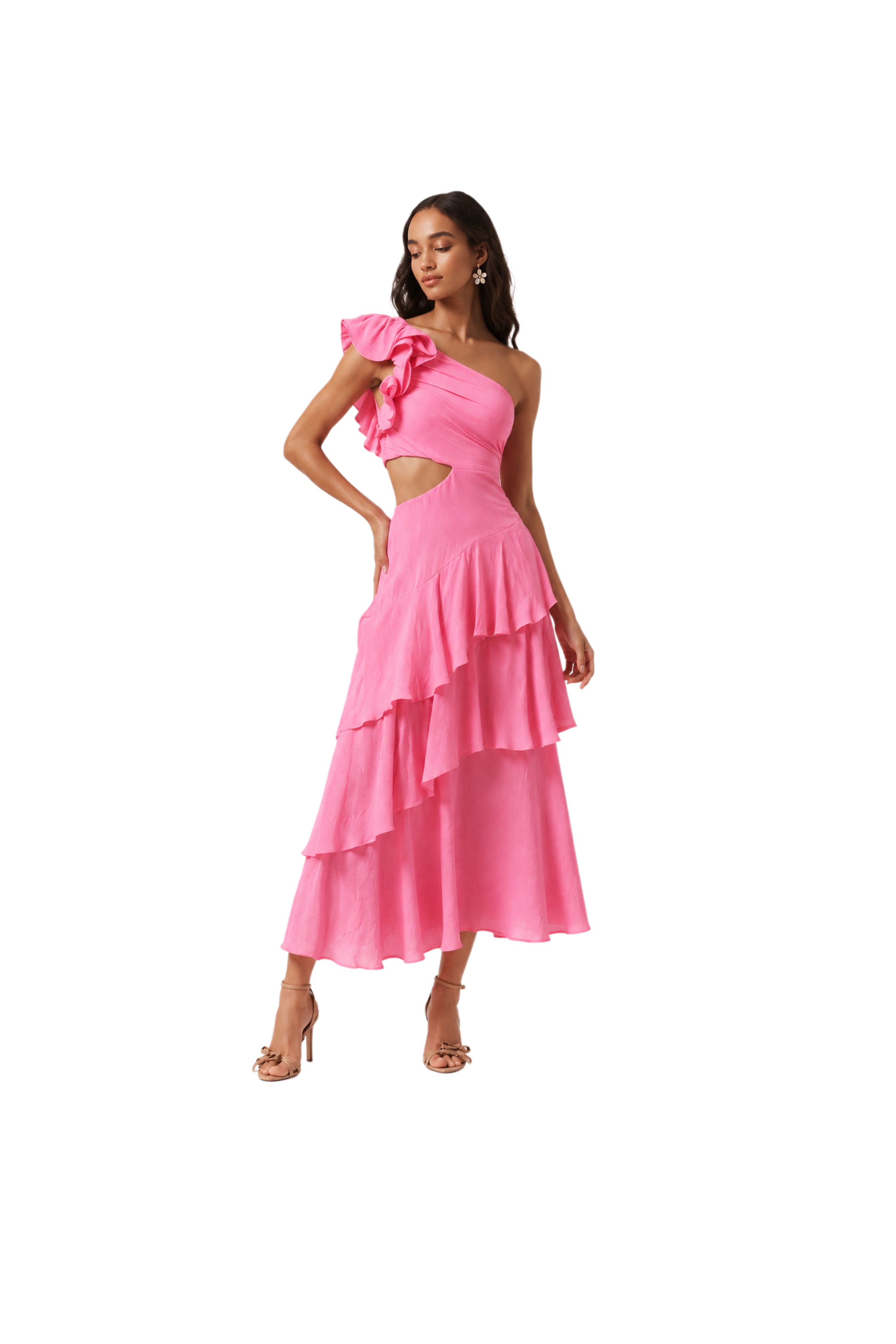 Deanna One-Shoulder Tiered Maxi Dress