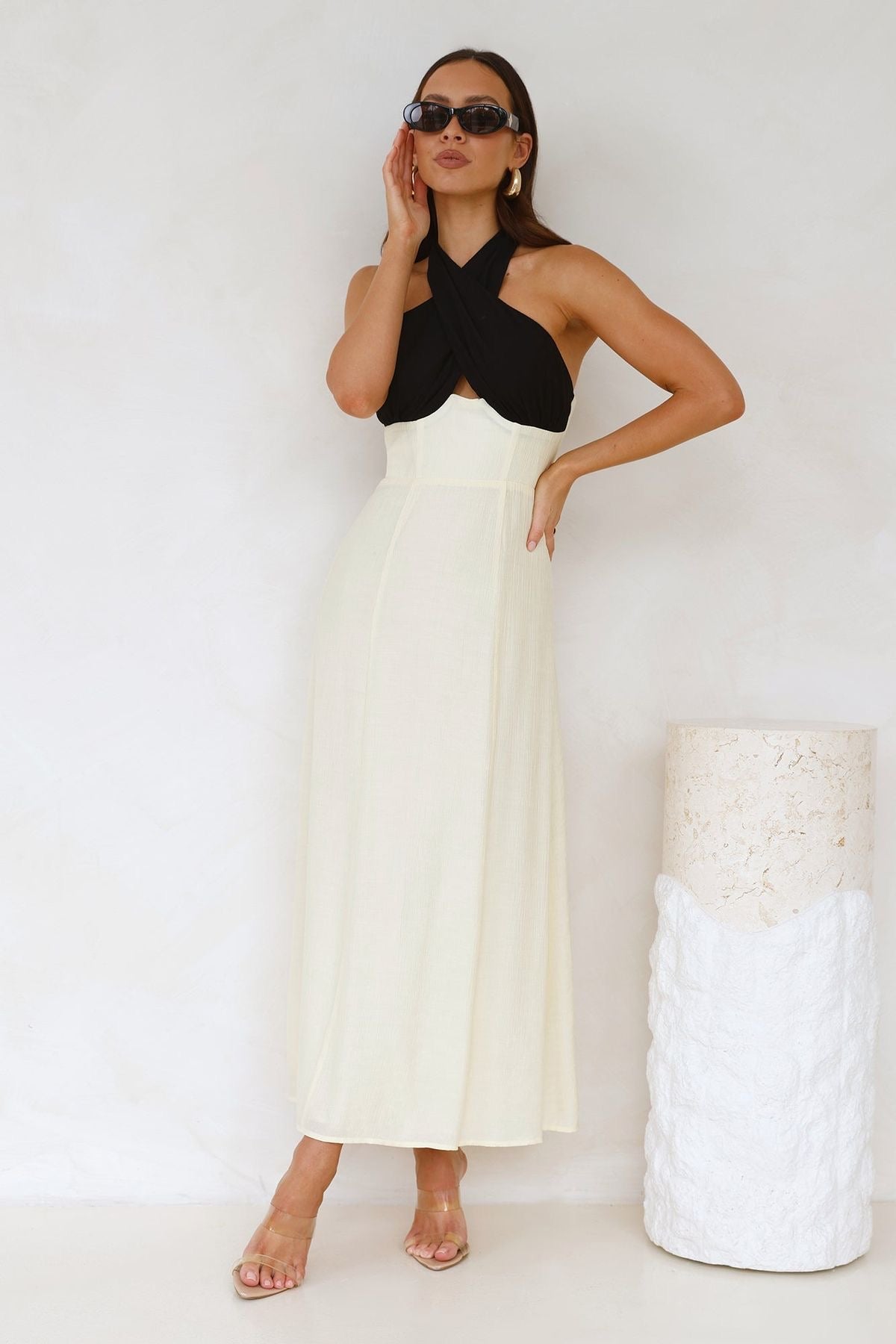 Paris Afternoon Halter
Maxi Dress Cream