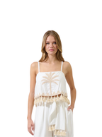 Biela Palm Tassel Trim Crop Top