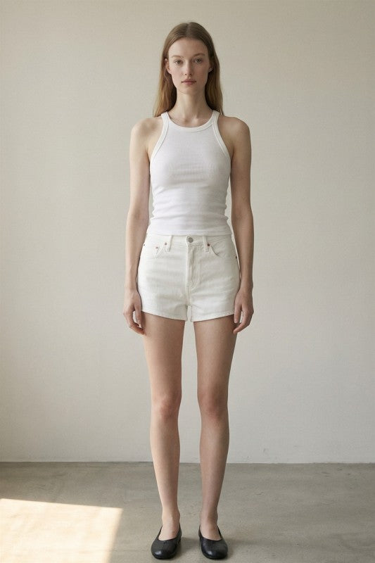 RIBBED SLEEVELESS SCOOP NECK TANKTOP